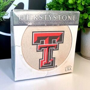 Thirstystone Texas Tech Red Raiders Sandstone Coasters Set of 4 New in Box